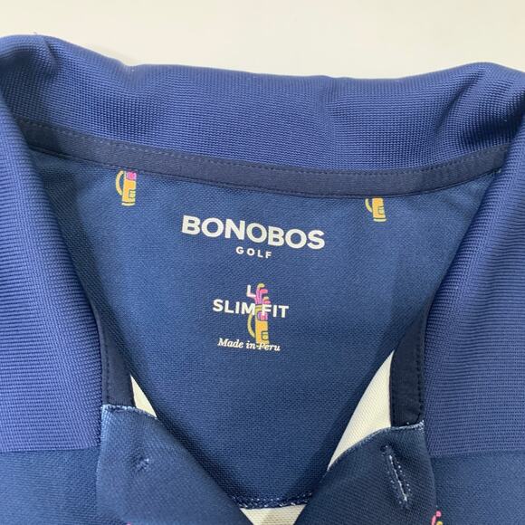Bonobos Shirt Mens L Large Navy Blue SLIM Fit Stretch Performance Active Golf - Picture 4 of 11